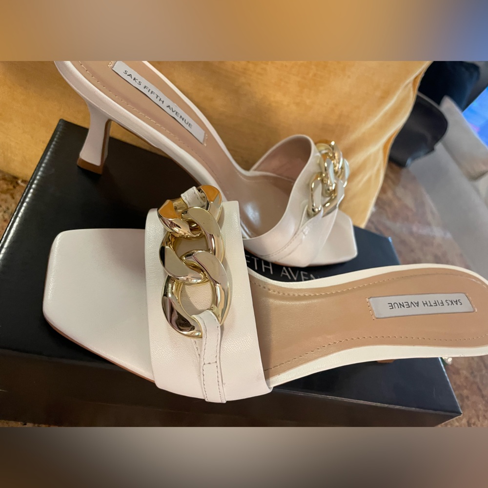 Saks Fifth Avenue white heels size 8.5 worn once!
